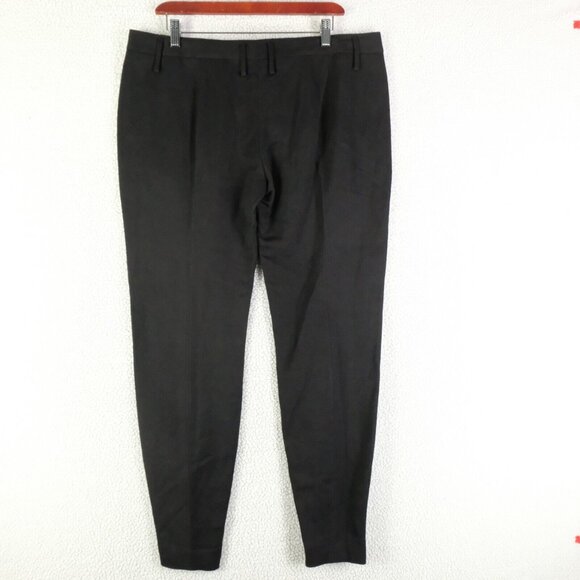 Peachoo Krejberg Dress Pants Womens 44 Black Slim Fit Trousers Viscose Linen - Picture 4 of 14